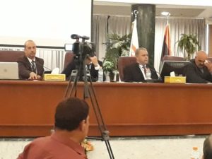 عرض مرئي ومداخلة سريعة عن الوضع الراهن لإدارة النفايات الطبية الصلبة في ليبيا بمجمع الحديد والصلب بمدينة مصراته.