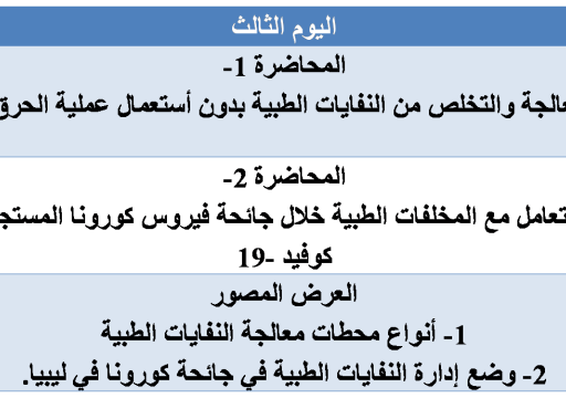 ورشات تدريبية حول إدارة النفايات الرعاية الصحية عبر منصة الجوجل مييت.